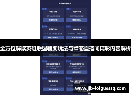 全方位解读英雄联盟辅助玩法与策略直播间精彩内容解析